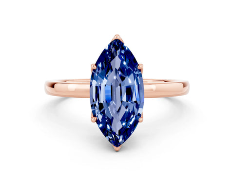 Rose gold Marquise Cut Solitaire Diamond Ring with Thin Band and Four-Prong Setting