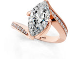 Rose gold Marquise Cut Solitaire Diamond Twist Band with Pavé Setting and Four-Prong Setting_4