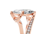 Rose gold Marquise Cut Solitaire Diamond Twist Band with Pavé Setting and Four-Prong Setting_8