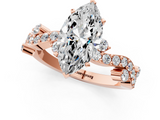 Rose gold Marquise Cut Solitaire Diamond Twisted Band with Pave Setting_69