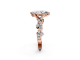 Rose gold Marquise Cut Solitaire Diamond Twisted Band with Pave Setting_70