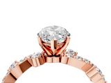 Rose gold Marquise Cut Solitaire Diamond Twisted Band with Pave Setting_72