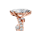 Rose gold Marquise Cut Solitaire Diamond Twisted Band with Pave Setting_73