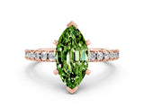 Rose gold Marquise Cut Solitaire Diamond with Pavé Band and Four-Prong Setting_10