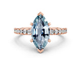Rose gold Marquise Cut Solitaire Diamond with Pavé Band and Four-Prong Setting_10