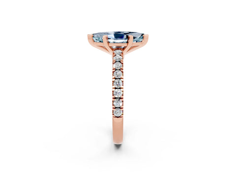 Rose gold Marquise Cut Solitaire Diamond with Pavé Band and Four-Prong Setting_12