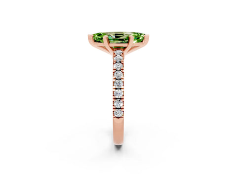 Rose gold Marquise Cut Solitaire Diamond with Pavé Band and Four-Prong Setting_12