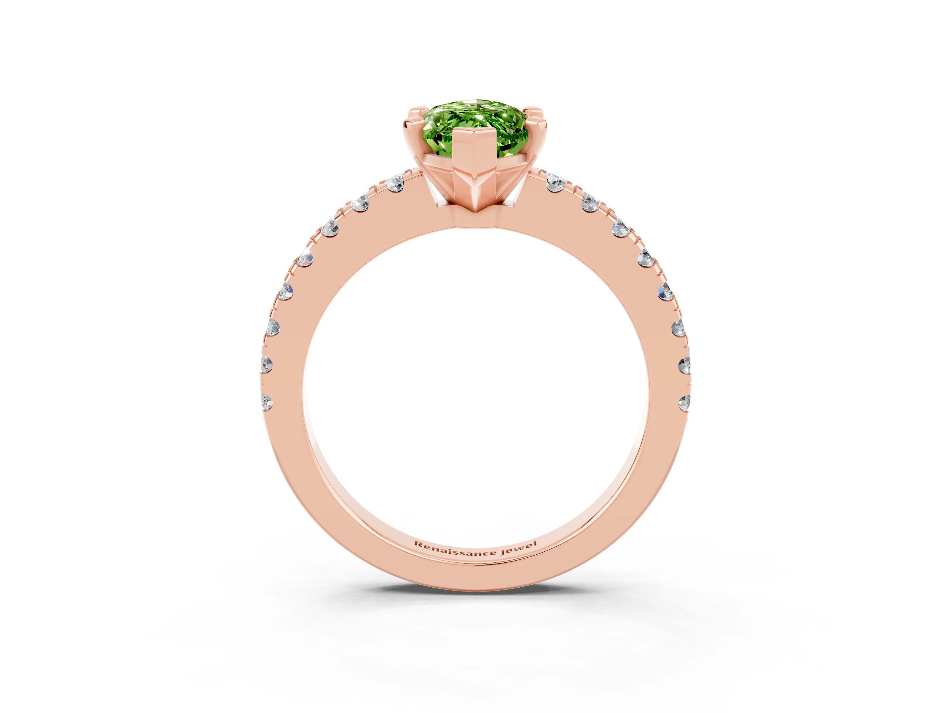 Rose gold Marquise Cut Solitaire Diamond with Pavé Band and Four-Prong Setting_13