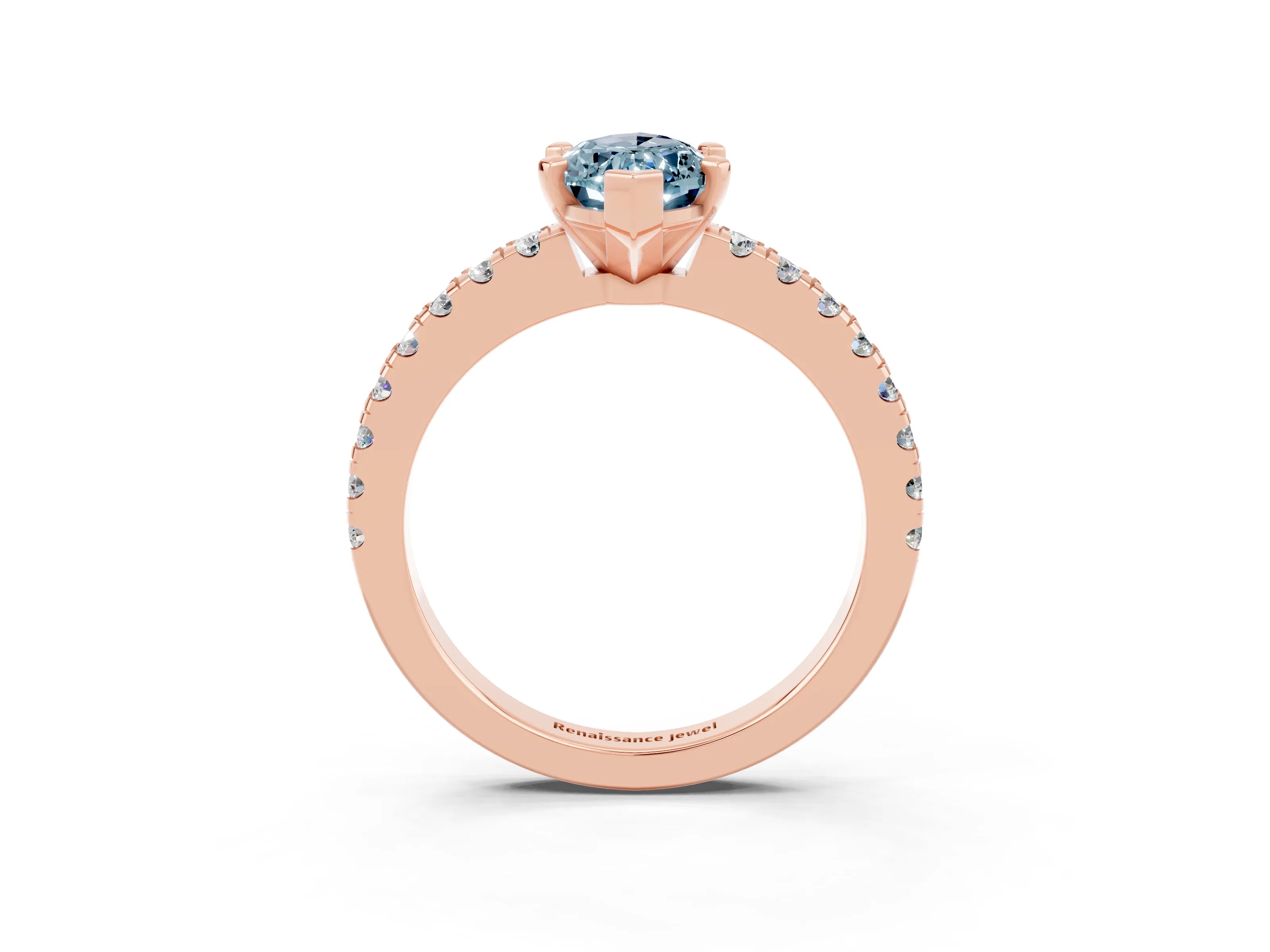 Rose gold Marquise Cut Solitaire Diamond with Pavé Band and Four-Prong Setting_13
