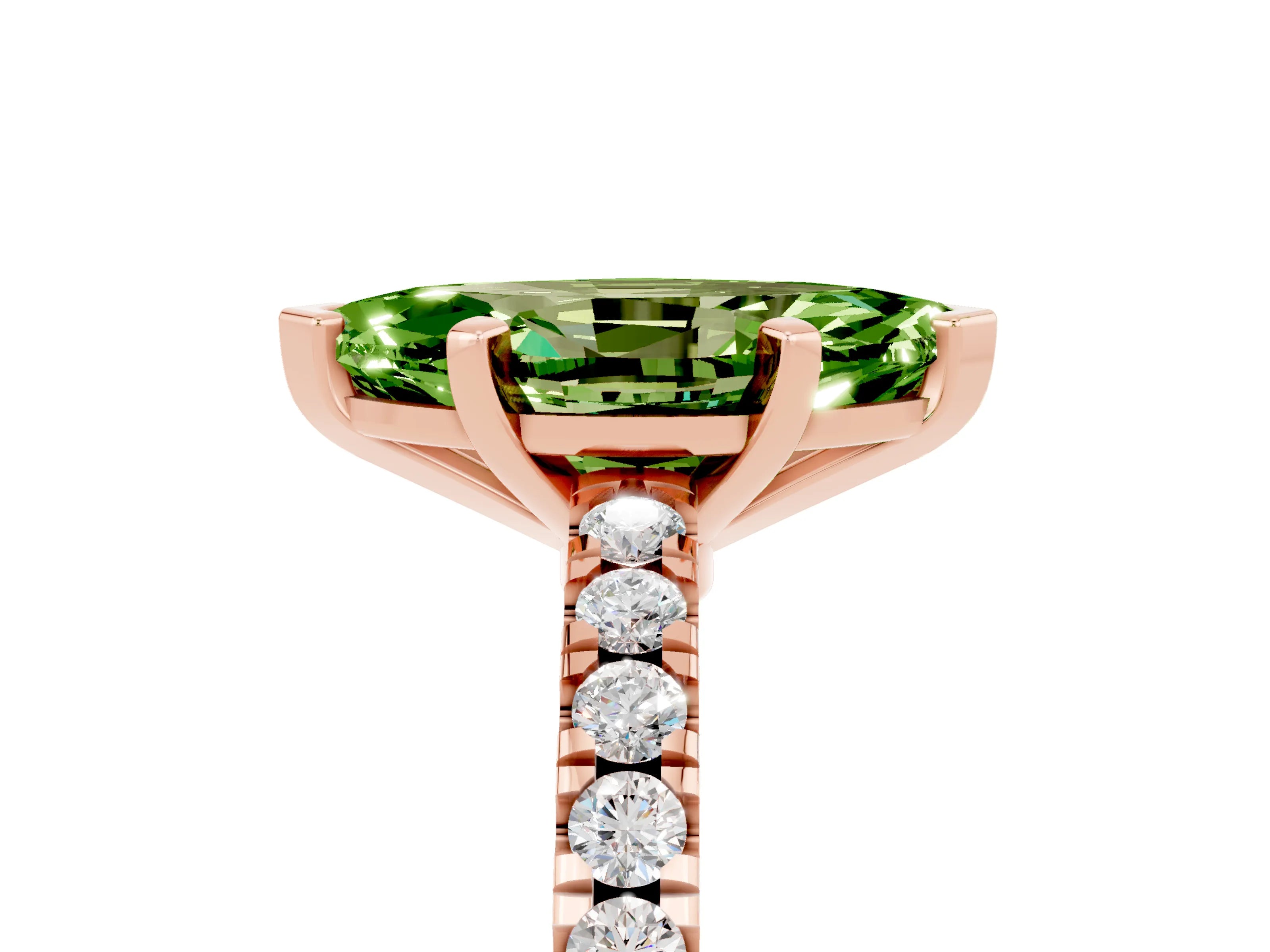 Rose gold Marquise Cut Solitaire Diamond with Pavé Band and Four-Prong Setting_15