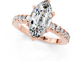 Rose gold Marquise Cut Solitaire Diamond with Pavé Band and Four-Prong Setting_1