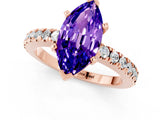 Rose gold Marquise Cut Solitaire Diamond with Pavé Band and Four-Prong Setting_1