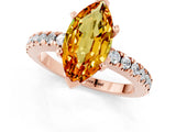 Rose gold Marquise Cut Solitaire Diamond with Pavé Band and Four-Prong Setting_1