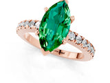 Rose gold Marquise Cut Solitaire Diamond with Pavé Band and Four-Prong Setting_1