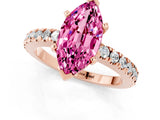 Rose gold Marquise Cut Solitaire Diamond with Pavé Band and Four-Prong Setting_1