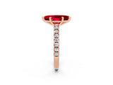 Rose gold Marquise Cut Solitaire Diamond with Pavé Band and Four-Prong Setting_2