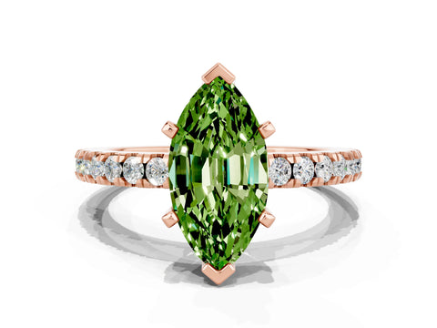Rose gold Marquise Cut Solitaire Diamond with Pavé Band and Four-Prong Setting_22