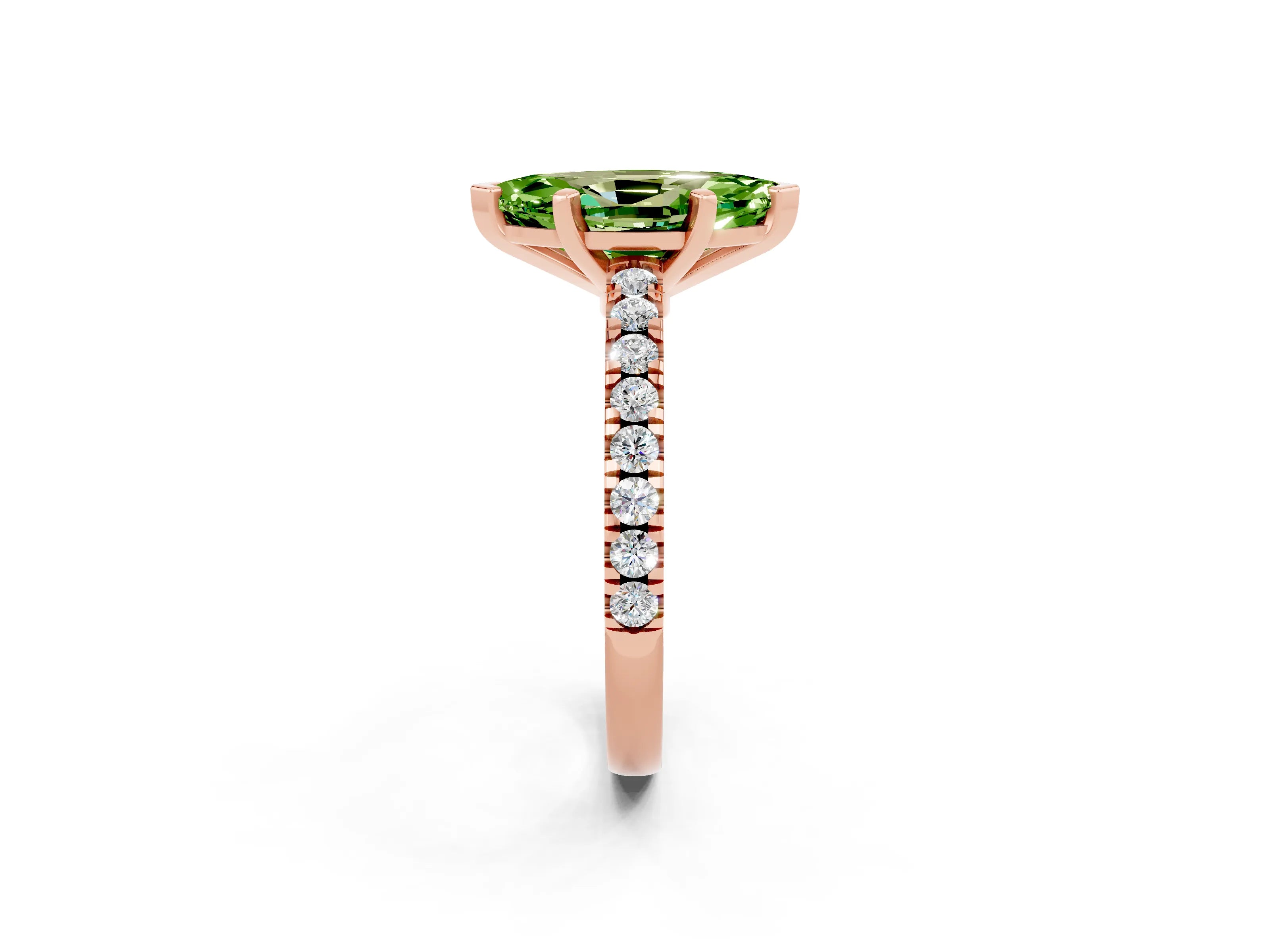 Rose gold Marquise Cut Solitaire Diamond with Pavé Band and Four-Prong Setting_24