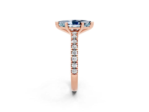 Rose gold Marquise Cut Solitaire Diamond with Pavé Band and Four-Prong Setting_24