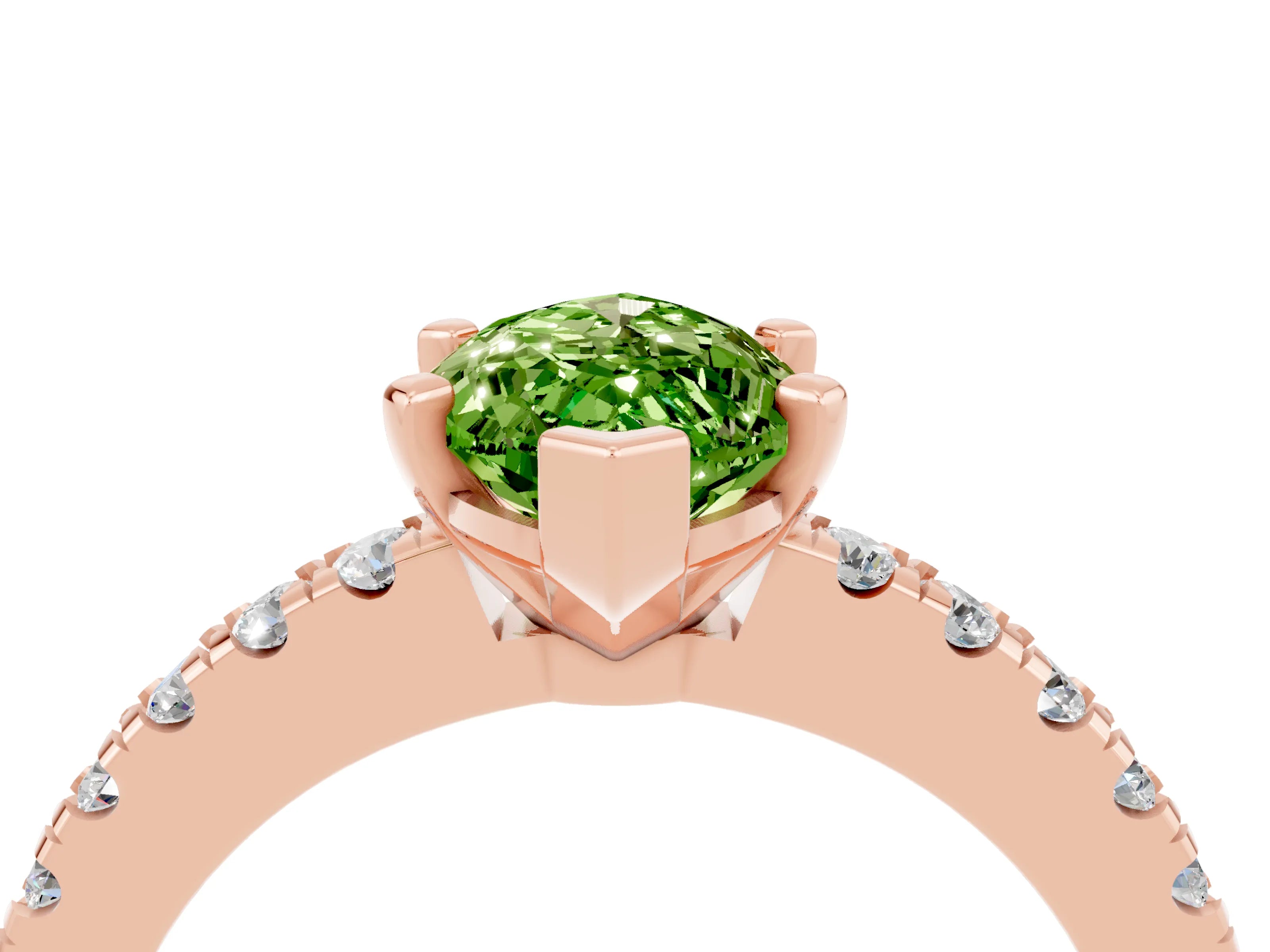 Rose gold Marquise Cut Solitaire Diamond with Pavé Band and Four-Prong Setting_26