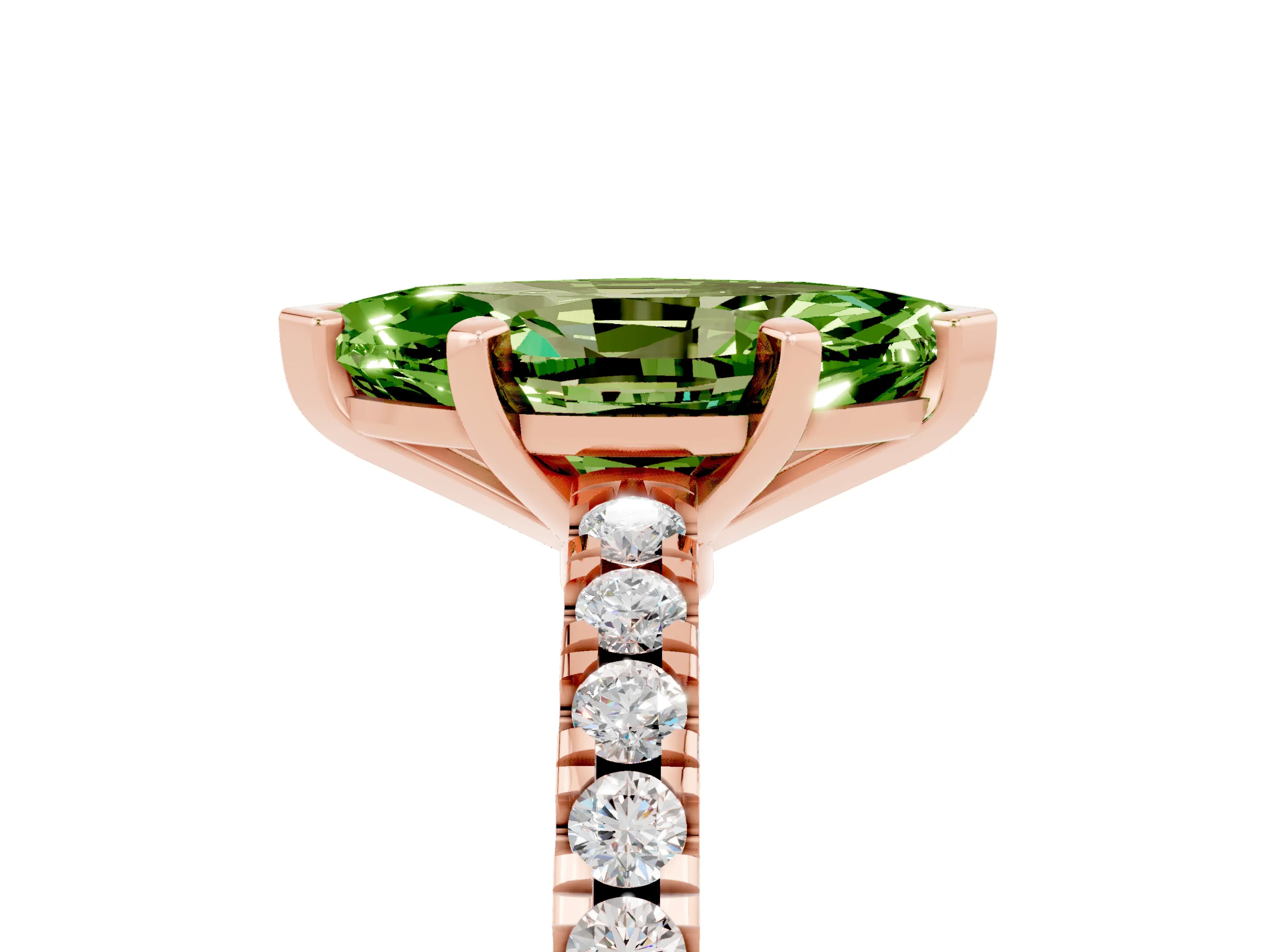 Rose gold Marquise Cut Solitaire Diamond with Pavé Band and Four-Prong Setting_27