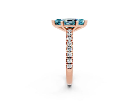Rose gold Marquise Cut Solitaire Diamond with Pavé Band and Four-Prong Setting_2