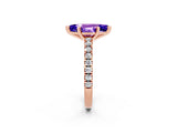 Rose gold Marquise Cut Solitaire Diamond with Pavé Band and Four-Prong Setting_2