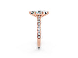 Rose gold Marquise Cut Solitaire Diamond with Pavé Band and Four-Prong Setting_2