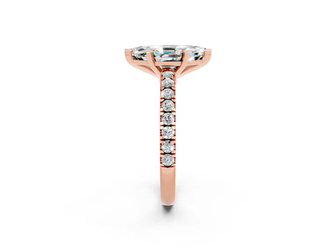 Rose gold Marquise Cut Solitaire Diamond with Pavé Band and Four-Prong Setting_2