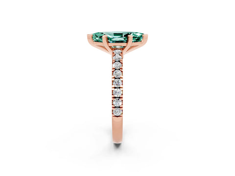 Rose gold Marquise Cut Solitaire Diamond with Pavé Band and Four-Prong Setting_2