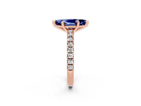 Rose gold Marquise Cut Solitaire Diamond with Pavé Band and Four-Prong Setting_2