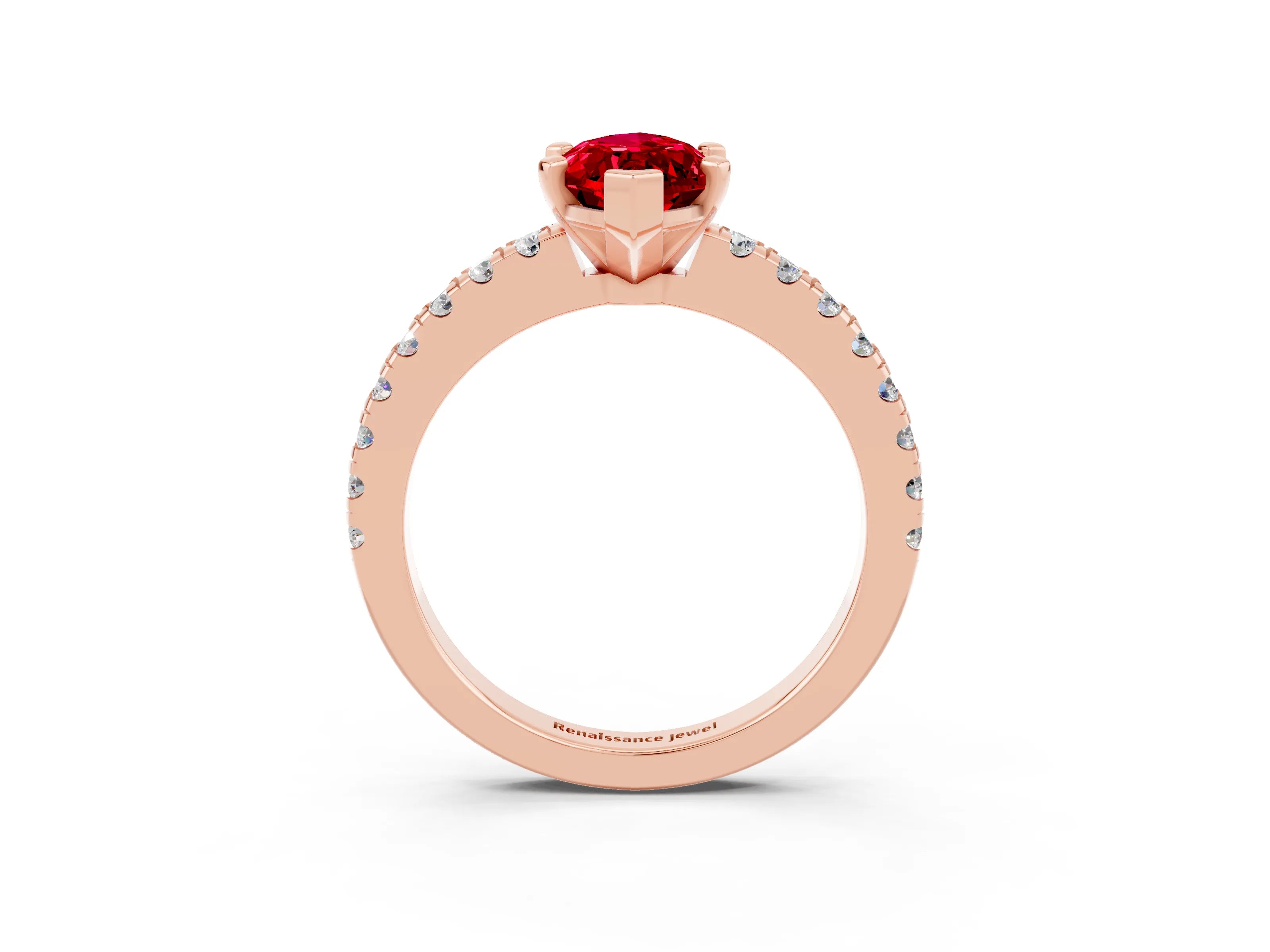 Rose gold Marquise Cut Solitaire Diamond with Pavé Band and Four-Prong Setting_3