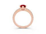Rose gold Marquise Cut Solitaire Diamond with Pavé Band and Four-Prong Setting_3