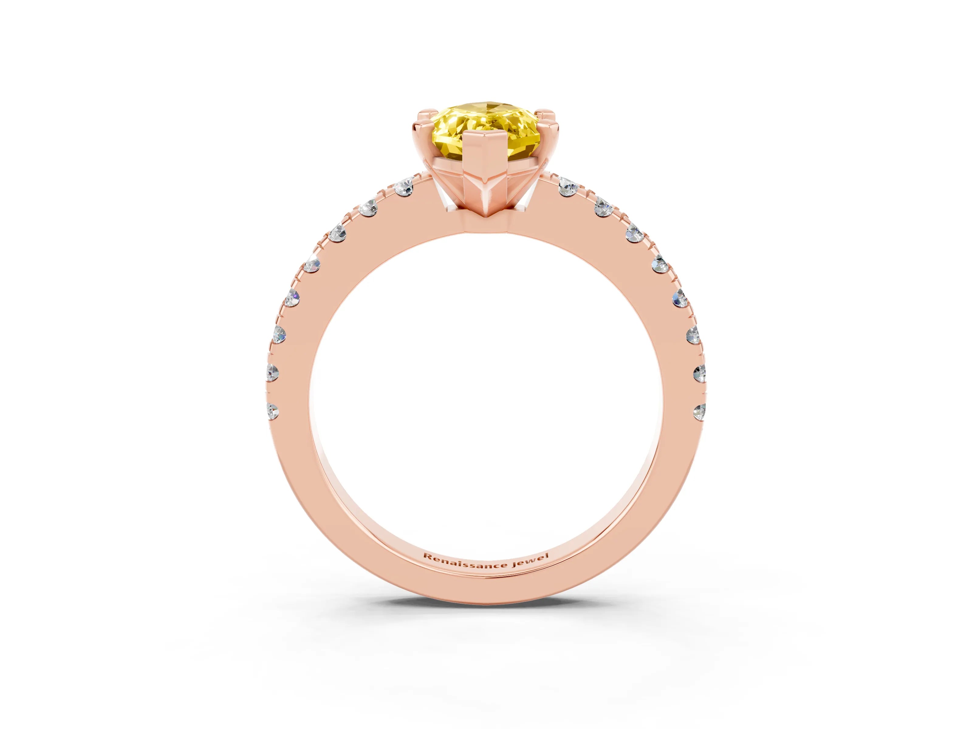 Rose gold Marquise Cut Solitaire Diamond with Pavé Band and Four-Prong Setting_3