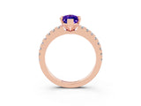 Rose gold Marquise Cut Solitaire Diamond with Pavé Band and Four-Prong Setting_3