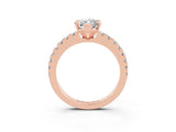 Rose gold Marquise Cut Solitaire Diamond with Pavé Band and Four-Prong Setting_3