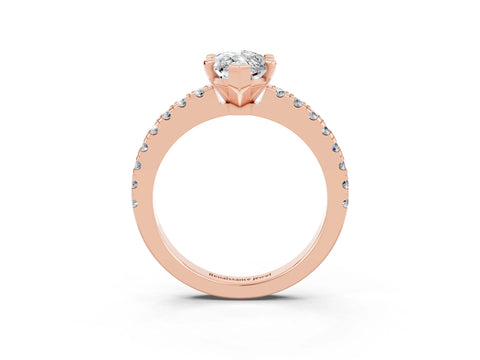 Rose gold Marquise Cut Solitaire Diamond with Pavé Band and Four-Prong Setting_3