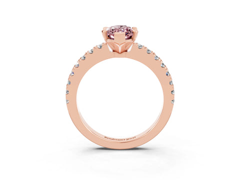 Rose gold Marquise Cut Solitaire Diamond with Pavé Band and Four-Prong Setting_3