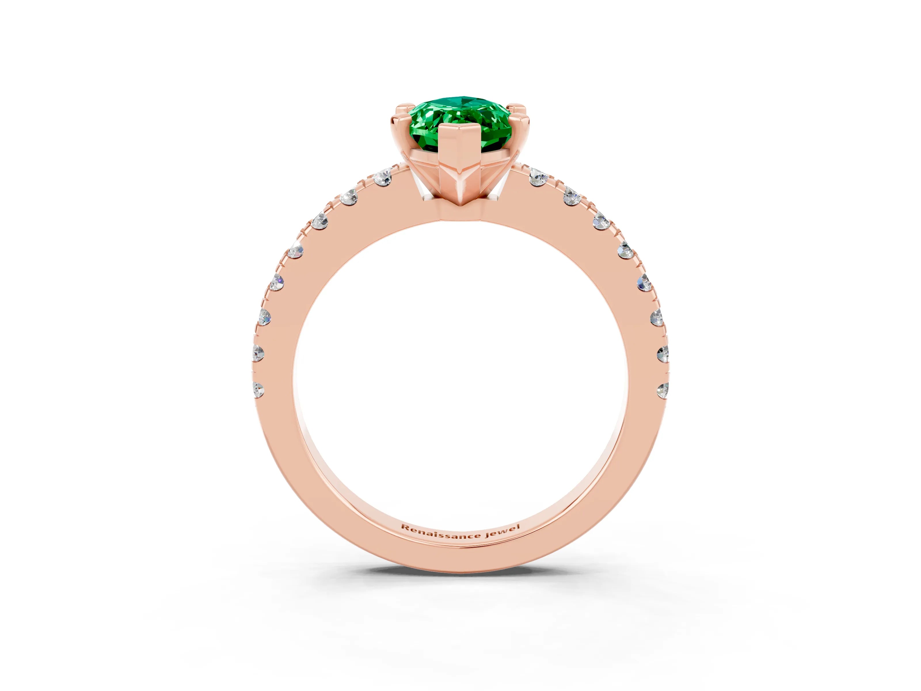 Rose gold Marquise Cut Solitaire Diamond with Pavé Band and Four-Prong Setting_3