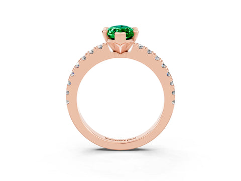 Rose gold Marquise Cut Solitaire Diamond with Pavé Band and Four-Prong Setting_3