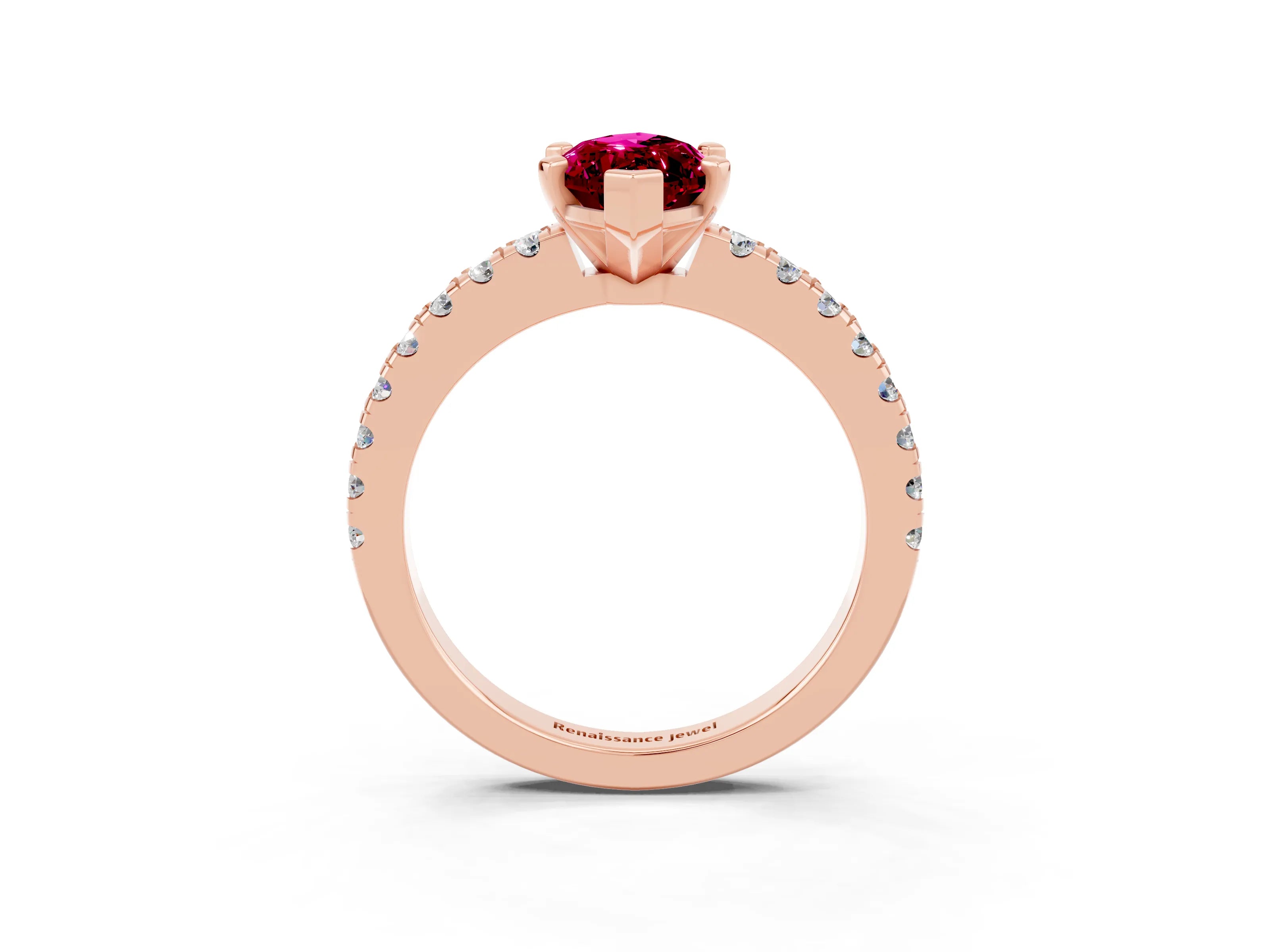 Rose gold Marquise Cut Solitaire Diamond with Pavé Band and Four-Prong Setting_3