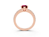 Rose gold Marquise Cut Solitaire Diamond with Pavé Band and Four-Prong Setting_3