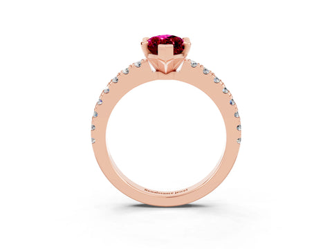 Rose gold Marquise Cut Solitaire Diamond with Pavé Band and Four-Prong Setting_3