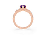 Rose gold Marquise Cut Solitaire Diamond with Pavé Band and Four-Prong Setting_3