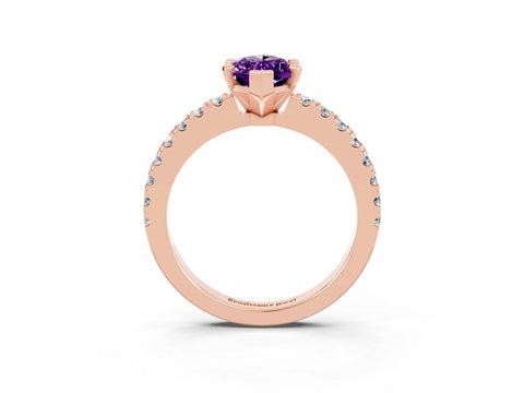 Rose gold Marquise Cut Solitaire Diamond with Pavé Band and Four-Prong Setting_3