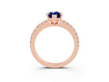 Rose gold Marquise Cut Solitaire Diamond with Pavé Band and Four-Prong Setting_3