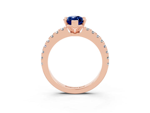 Rose gold Marquise Cut Solitaire Diamond with Pavé Band and Four-Prong Setting_3