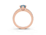 Rose gold Marquise Cut Solitaire Diamond with Pavé Band and Four-Prong Setting_3