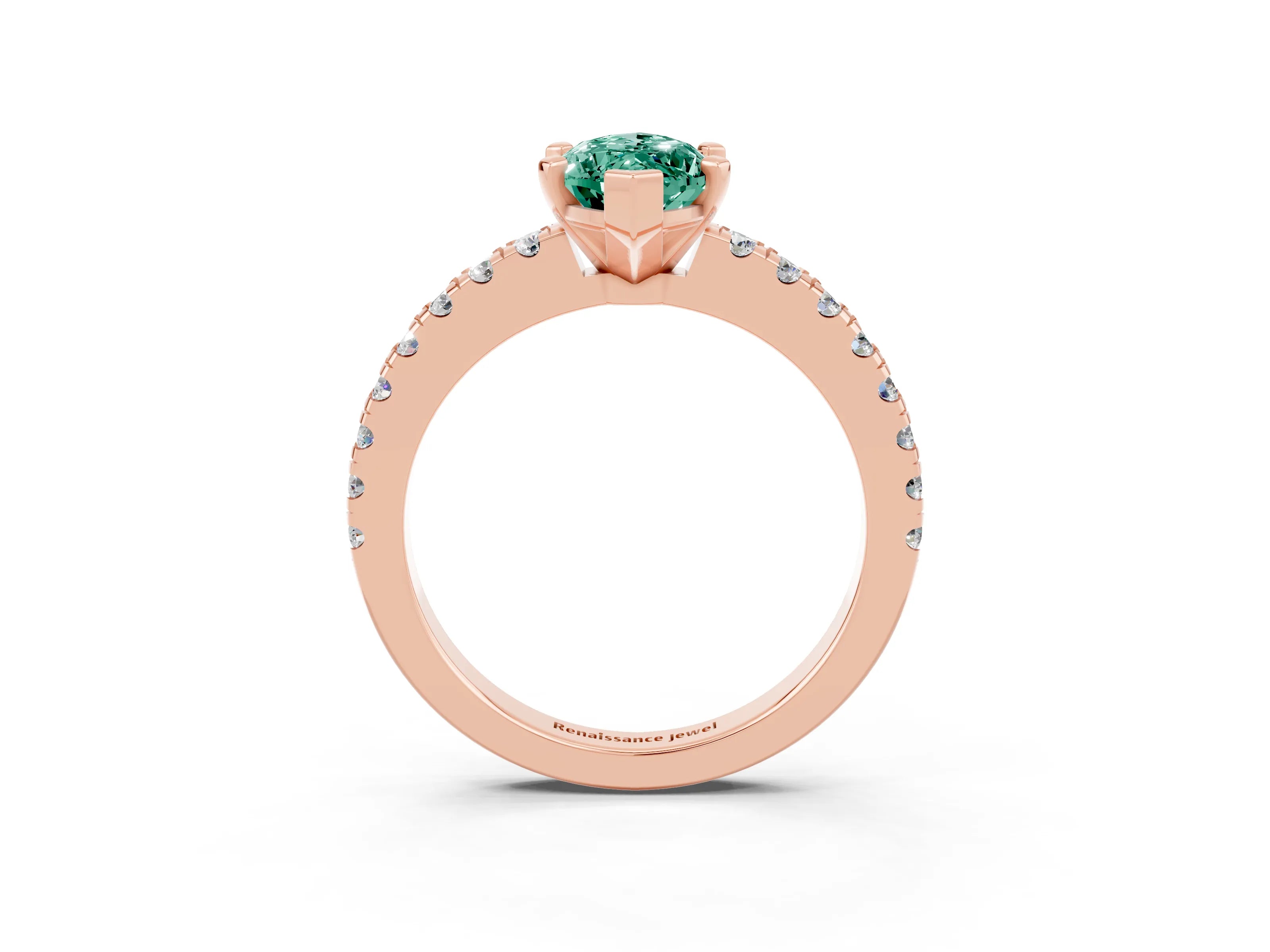 Rose gold Marquise Cut Solitaire Diamond with Pavé Band and Four-Prong Setting_3