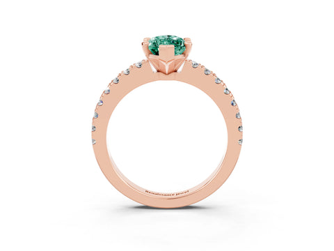 Rose gold Marquise Cut Solitaire Diamond with Pavé Band and Four-Prong Setting_3